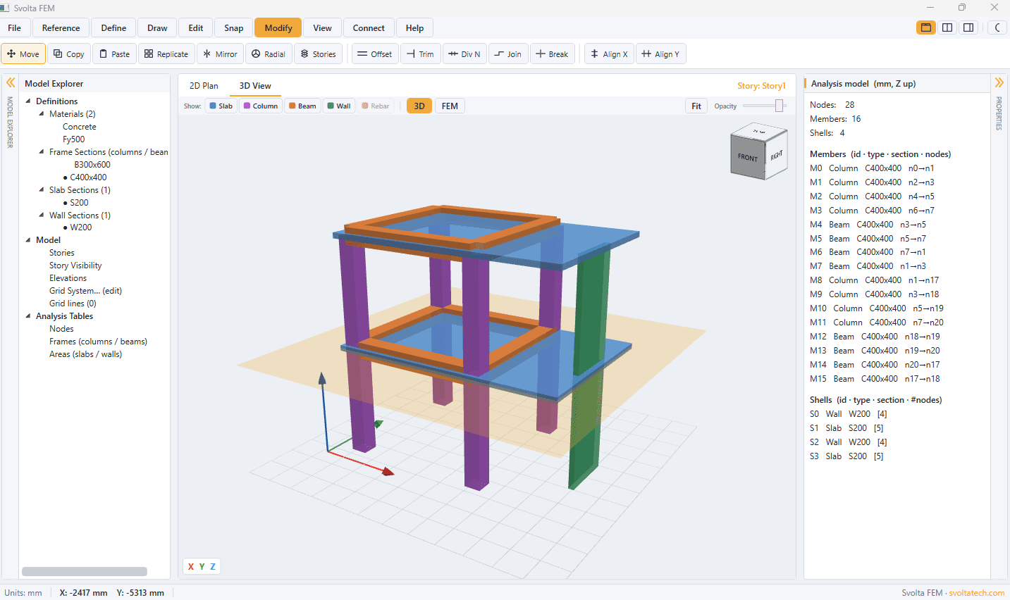 Live 3D structural model